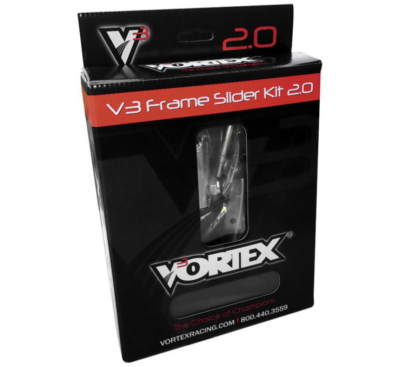 BMW S1000RR Frame Slider Kit - Vortex Racing - V3 2.0, No Cut - Matte Black - `15-`16